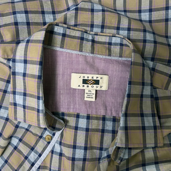 Joseph Abboud Plaid Shirt Spread Collar Full Button Front French Placket NWOT - Picture 11 of 16